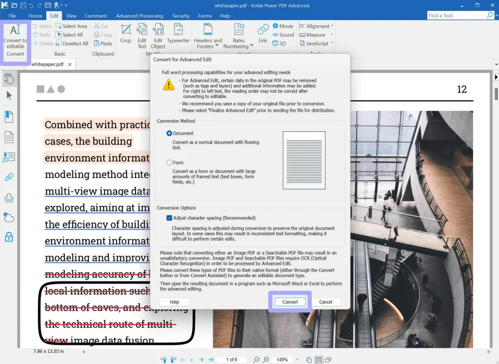 Convert to editable with nuance PDF editor