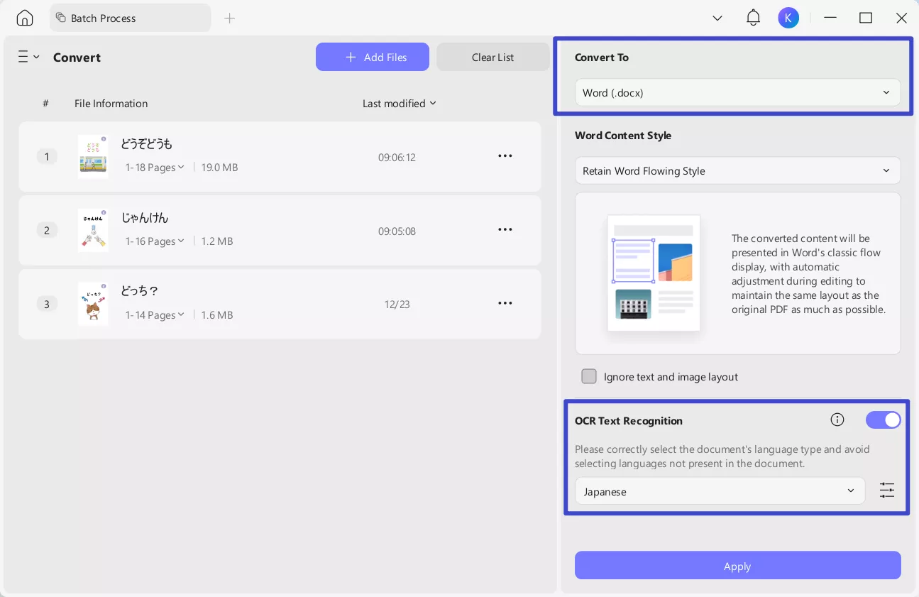 convert with ocr updf desktop