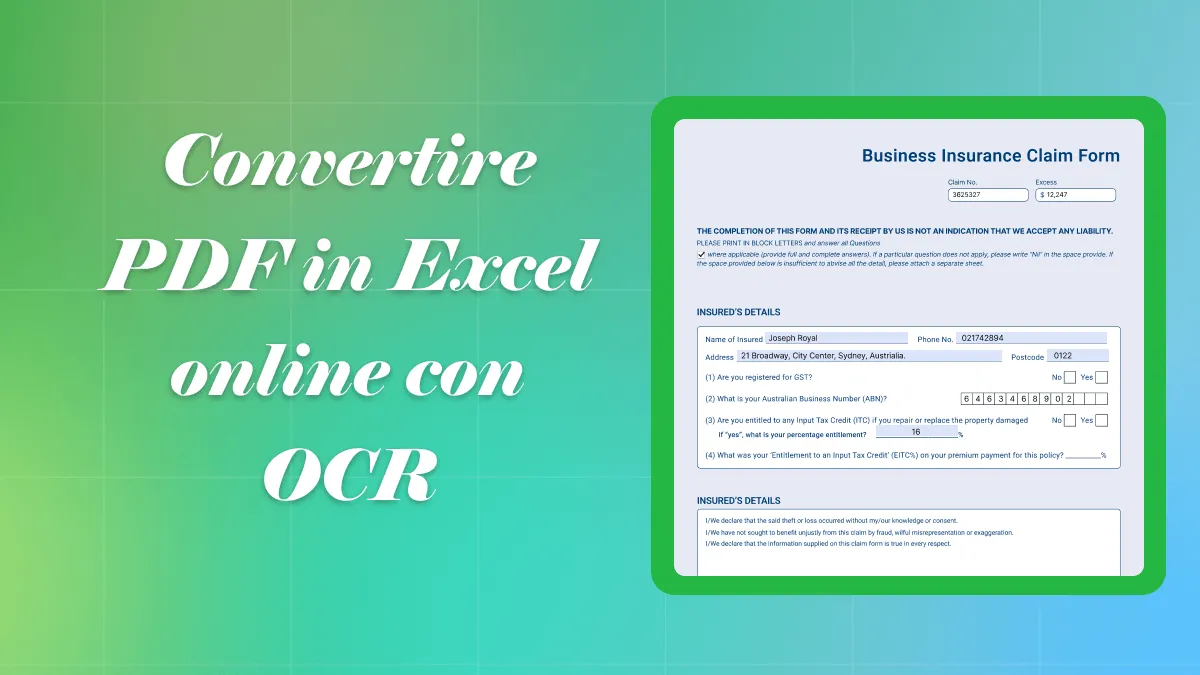 Convertire PDF in Excel online con OCR per migliorare l'analisi dei dati