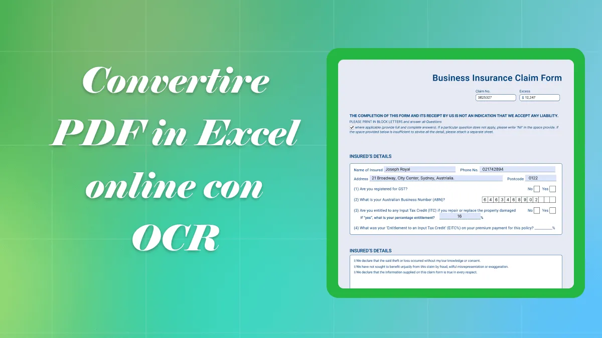 Come convertire PDF in Excel online con OCR?