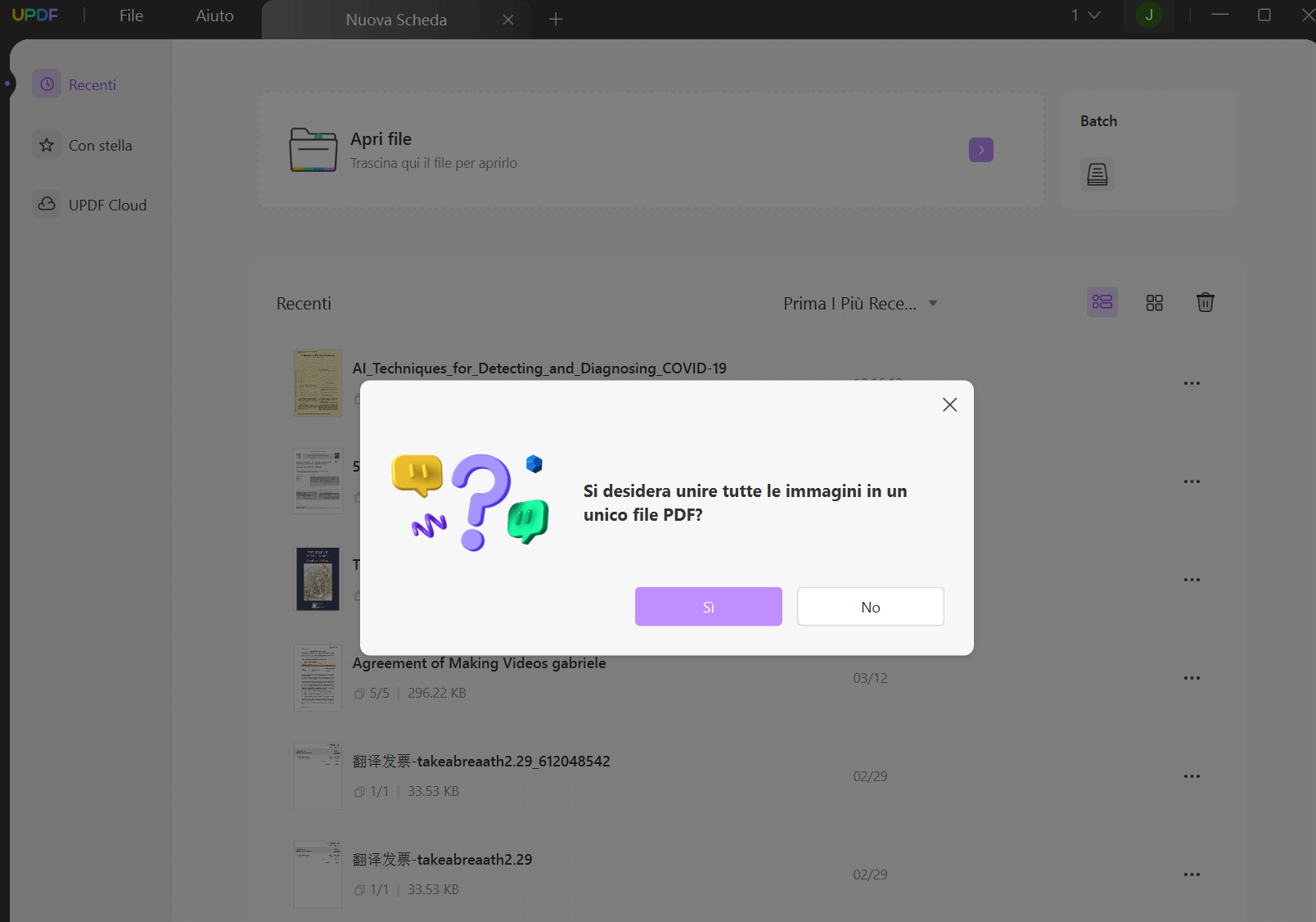 Creare un PDF da immagini