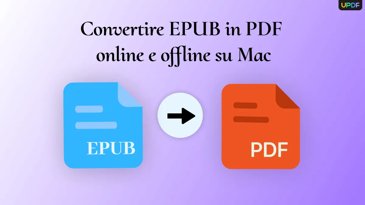 Convertire EPUB in PDF offline e online su Mac