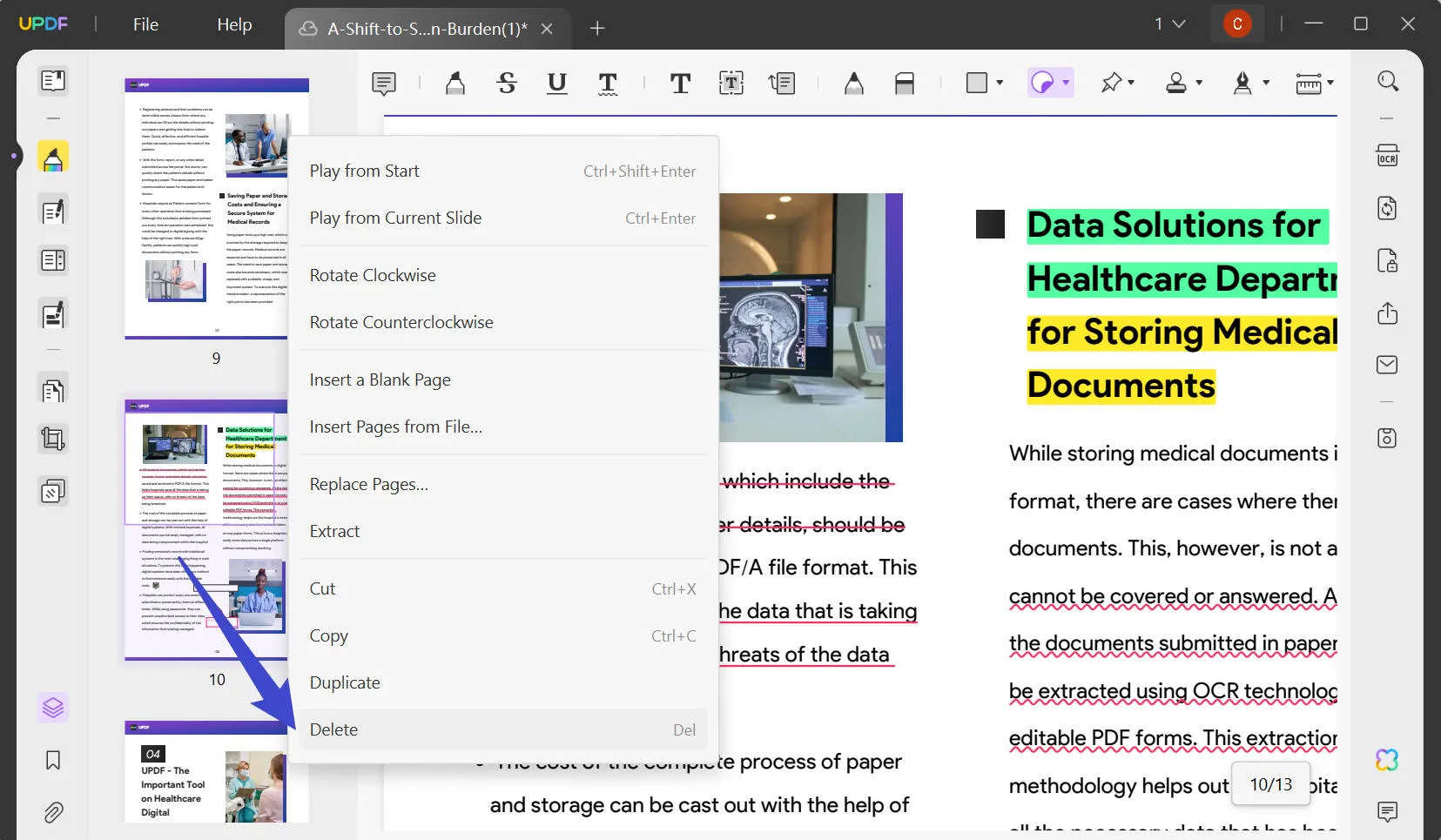 remove pages from pdf on windows from the thumbnail