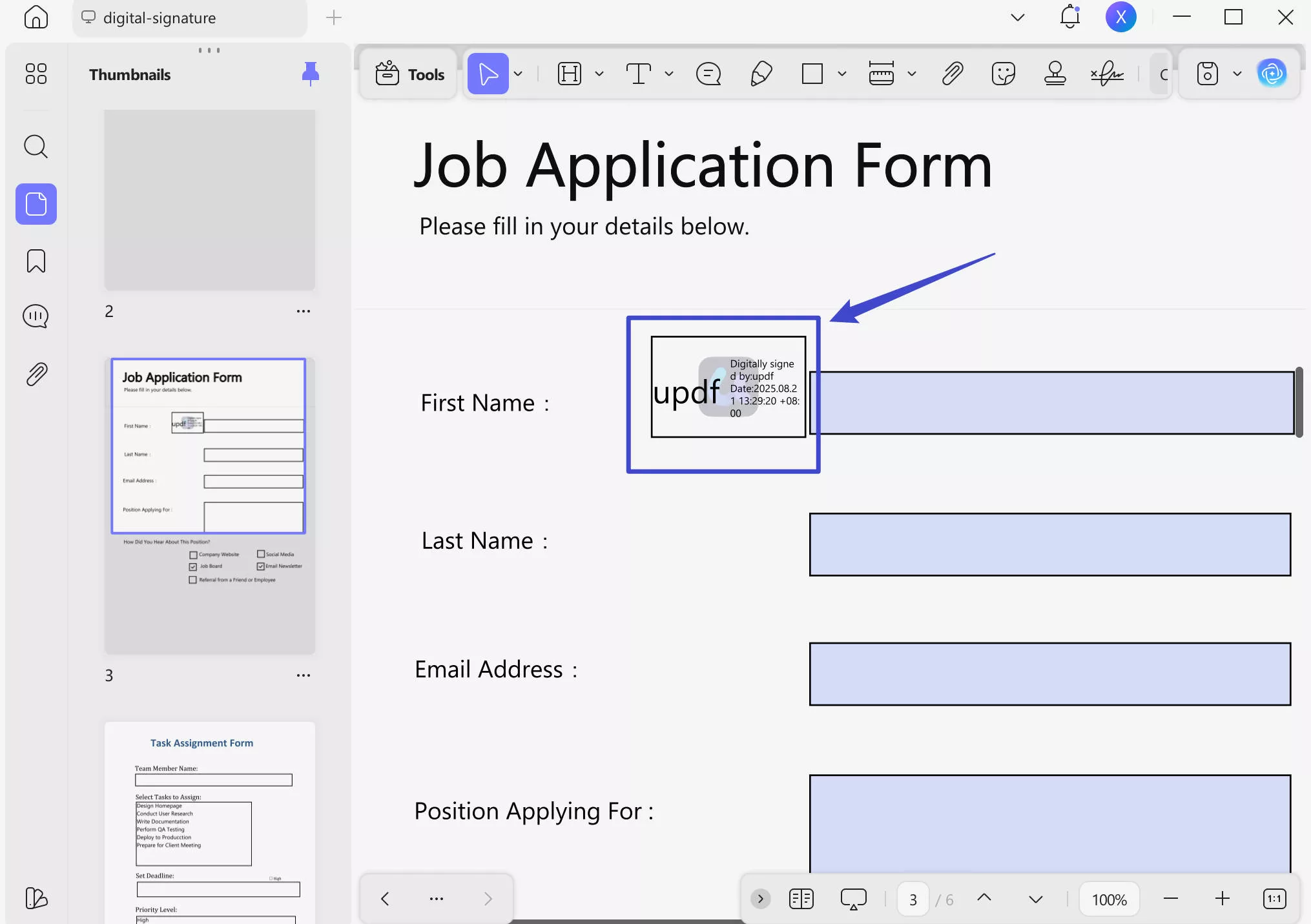 sign pdf in chrome sign the document