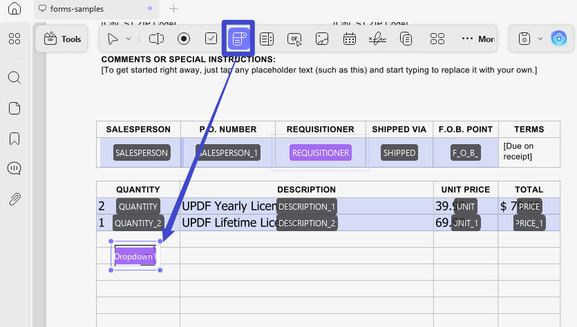 how to edit drop down list in pdf updf