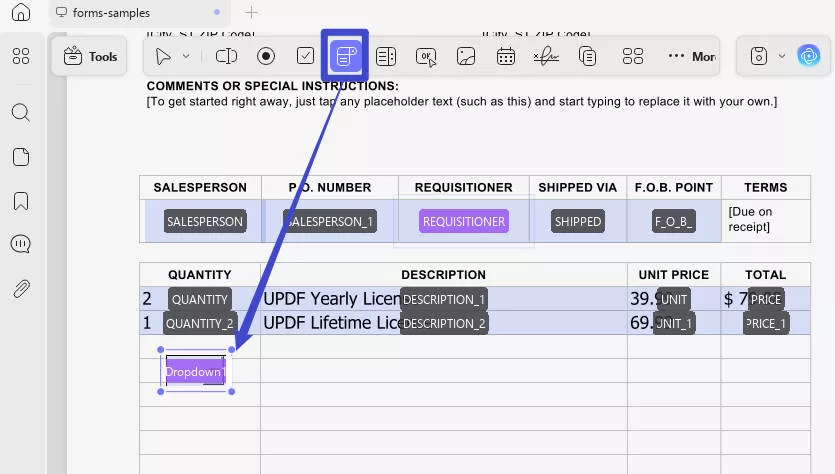 how to edit drop down list in pdf updf