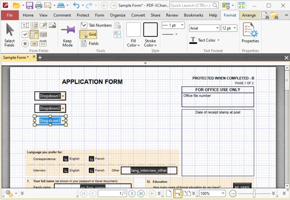 how to edit drop down list in pdf xchange