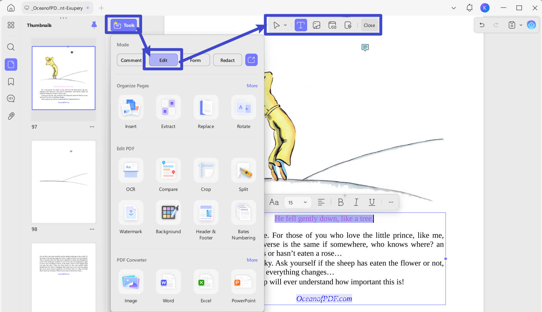 edit ebook in updf