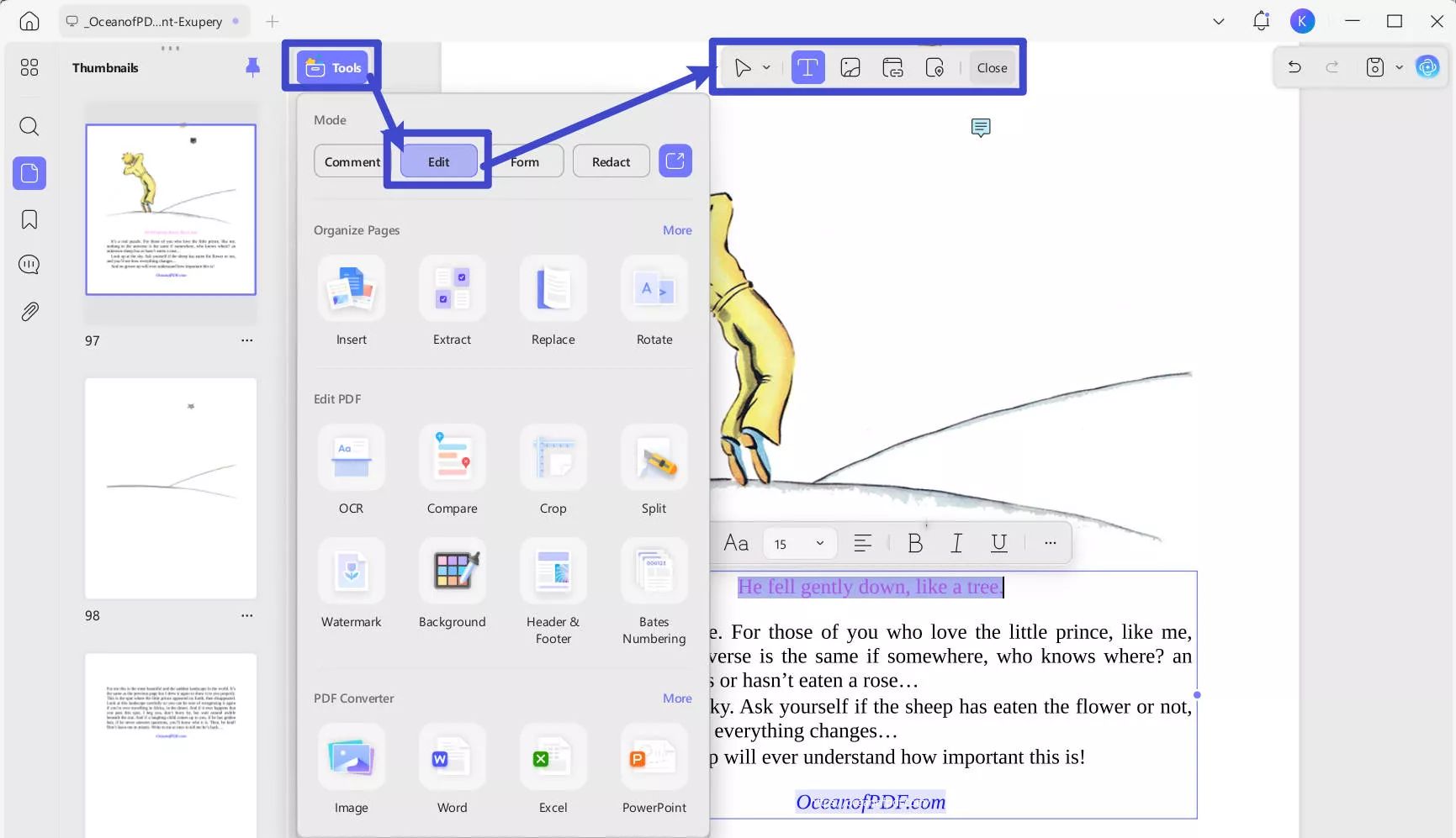 edit ebook in updf