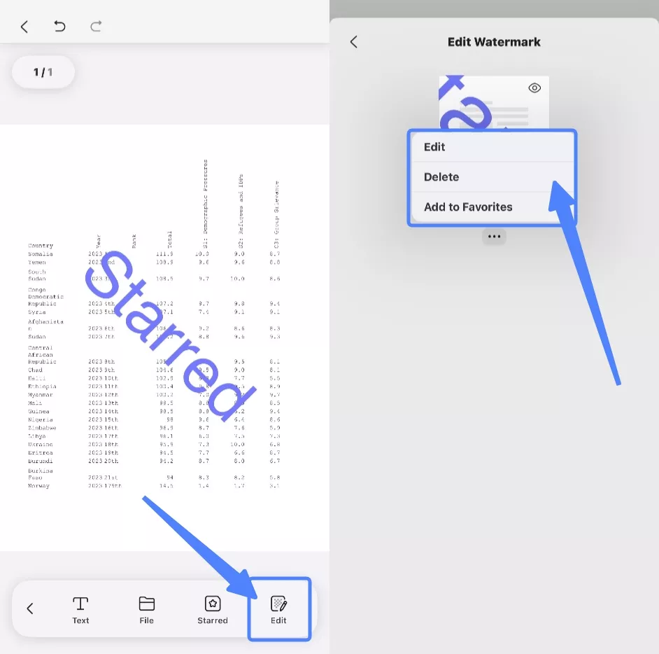 edit the added watermark