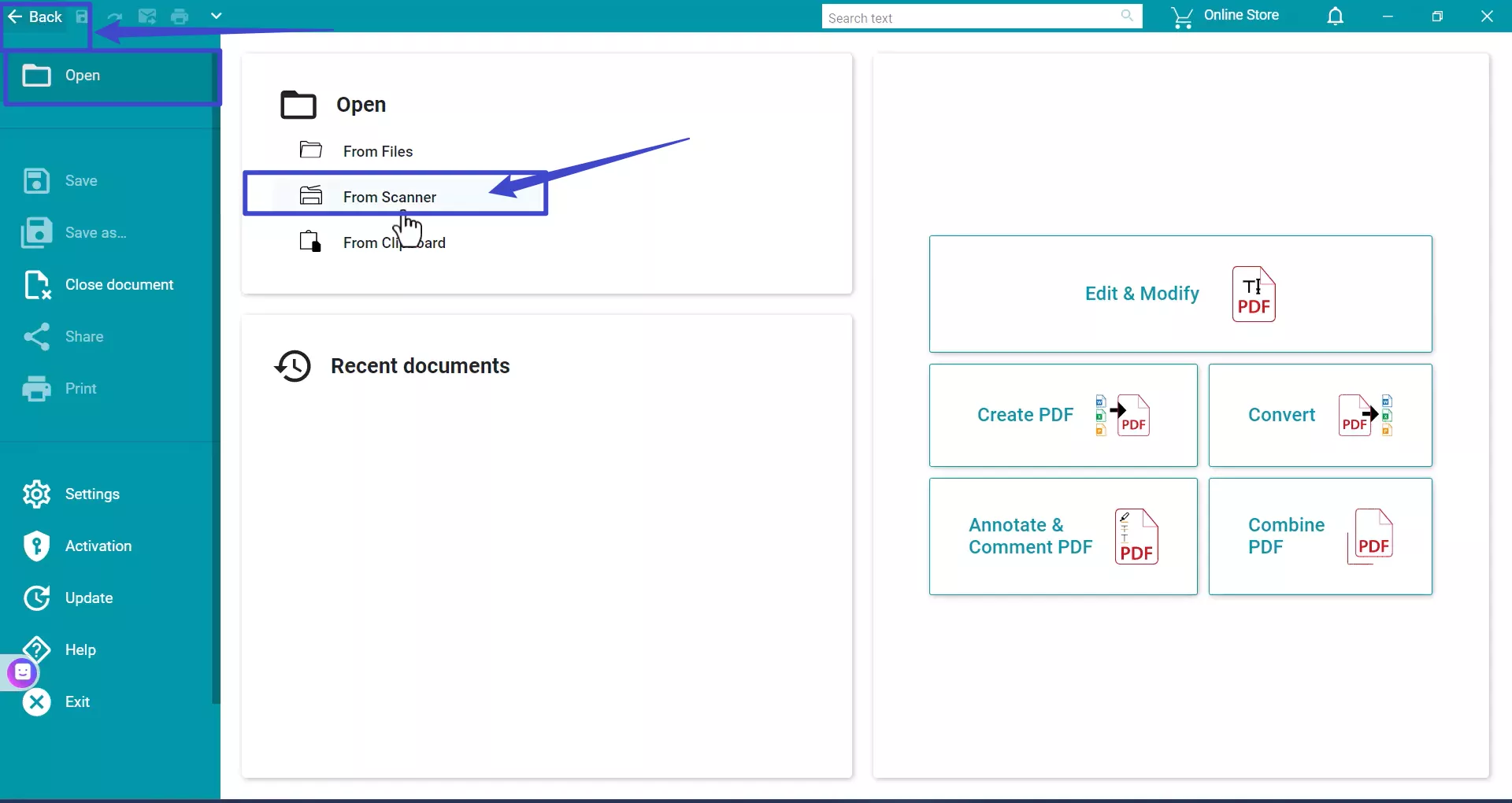 enter the iris main screen