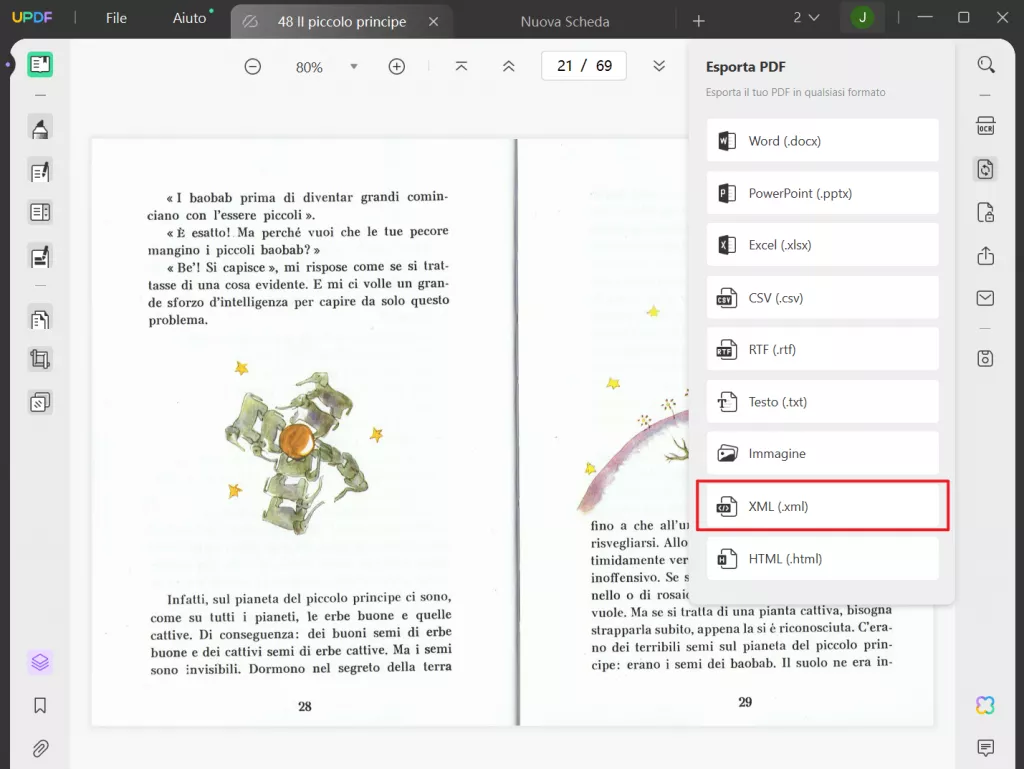 Convertire PDF in XML offline tramite UPDF