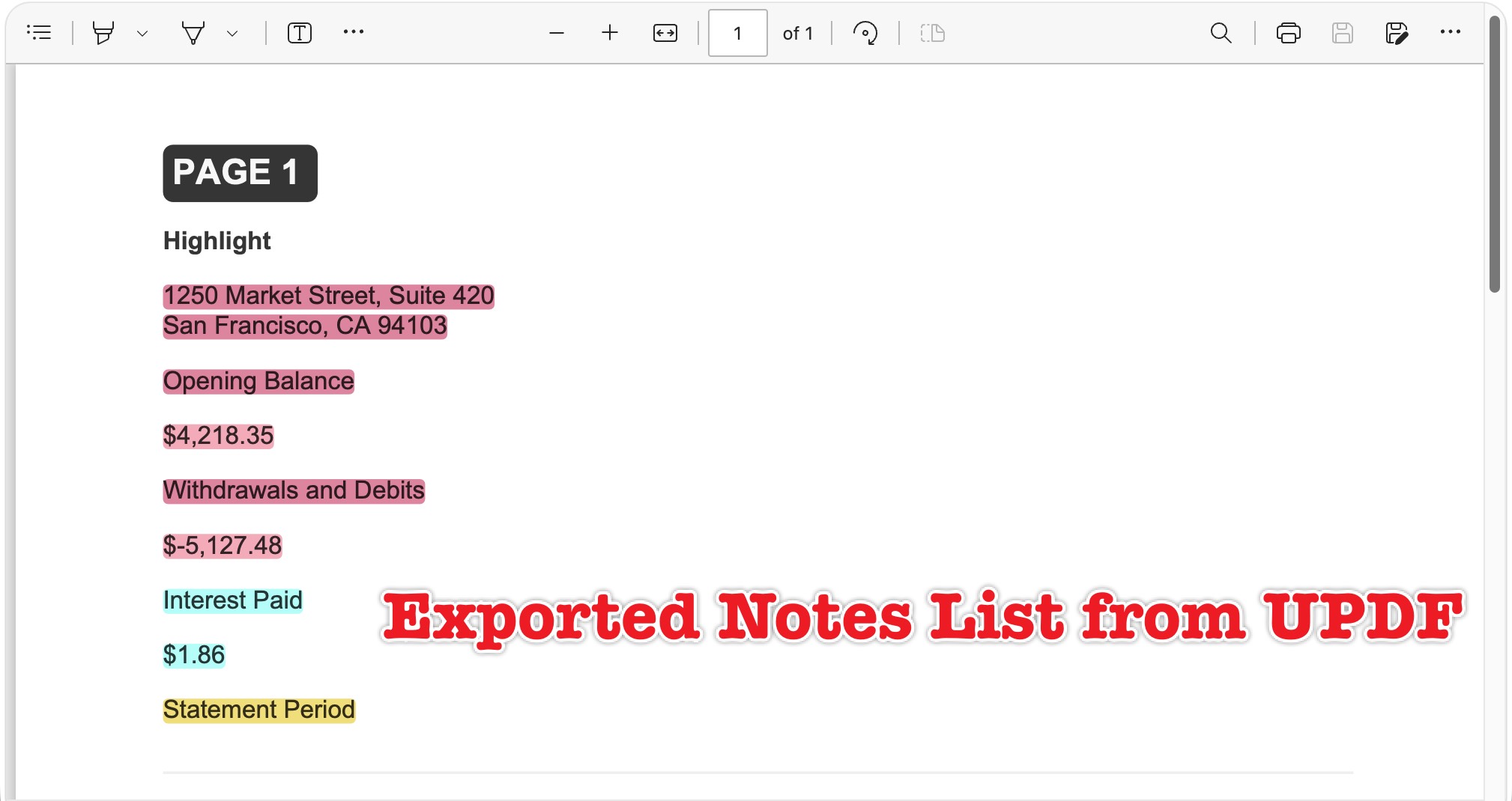 exported note list from updf mac