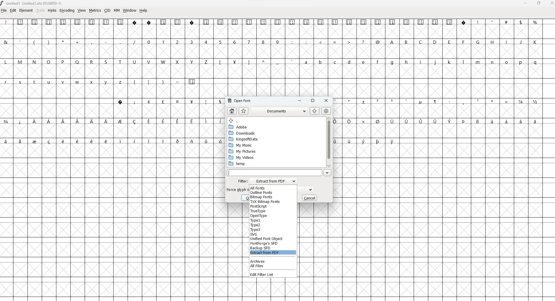 透過fontforge從pdf中提取字體