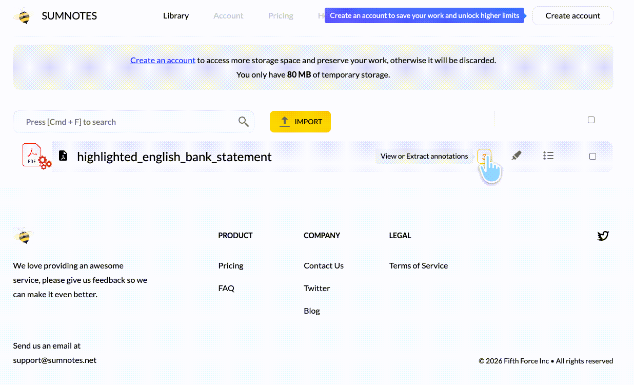 extract pdf highlight with sumnote