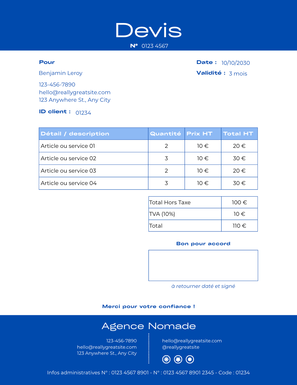 modèle gratuit de facture professionnelle