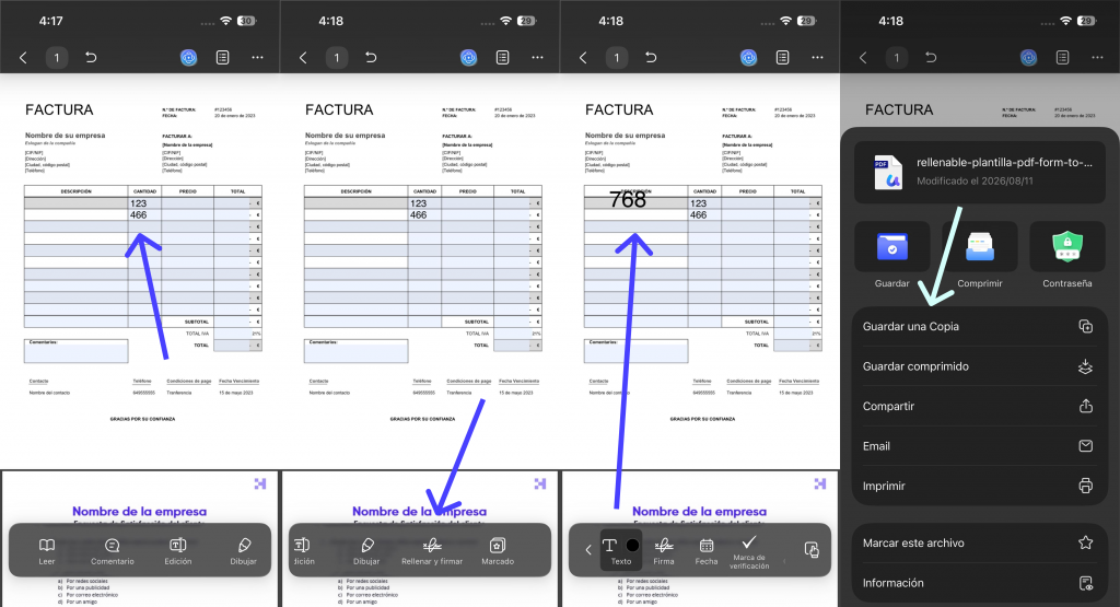 rellenar un formulario PDF en el móvil