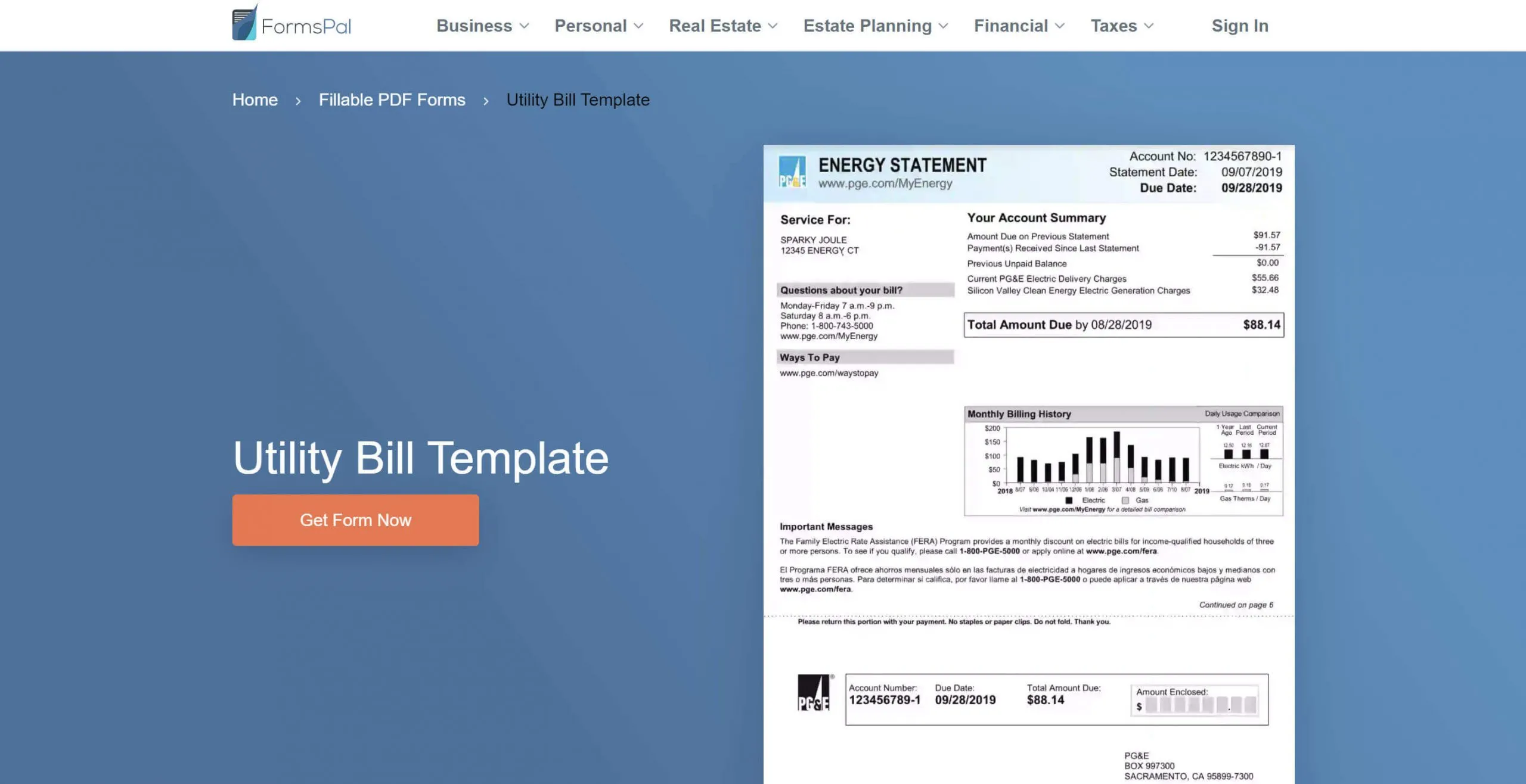 electricity bill receipt pdf formspal