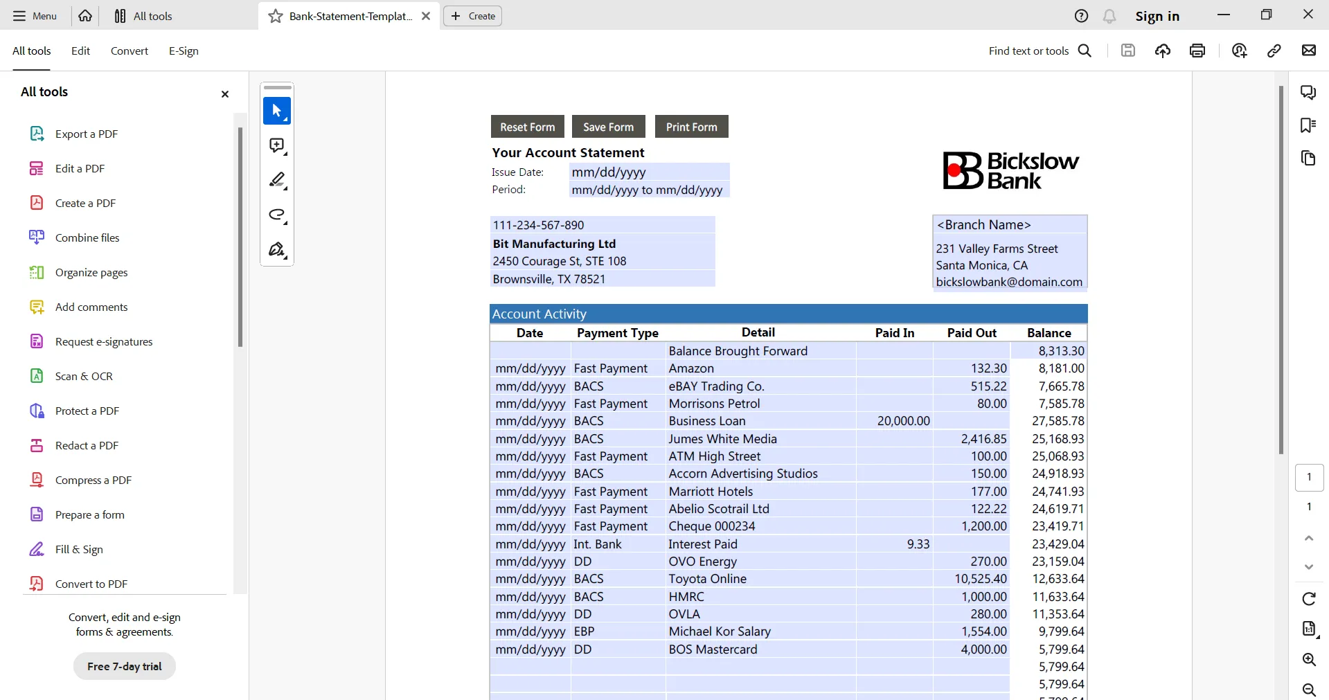 generador de extractos bancarios adobe