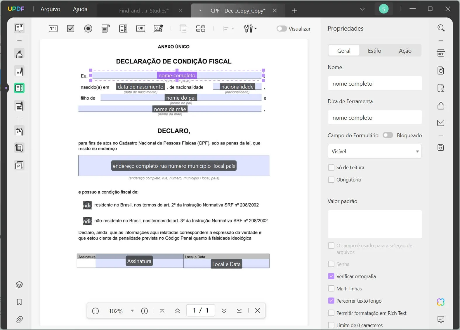 Aplicativo para Preencher Formulário em PDF