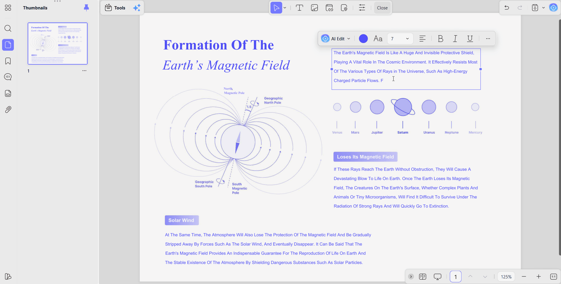 using updf edit pdf text color size