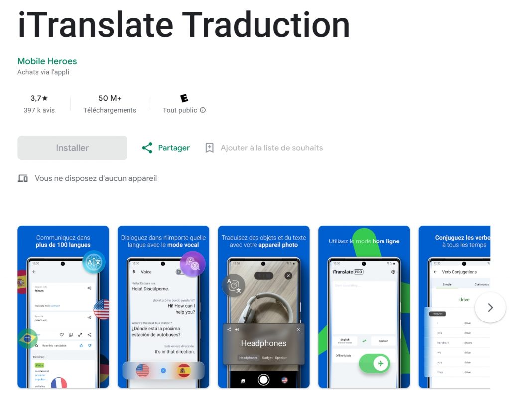 iTranslate application de traduction