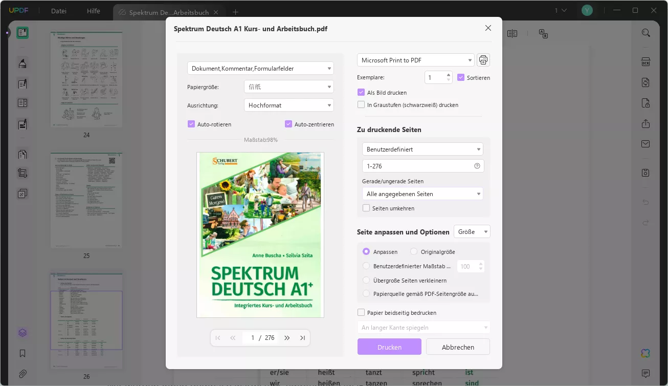 Druckfunktion auf Windows mit UPDF