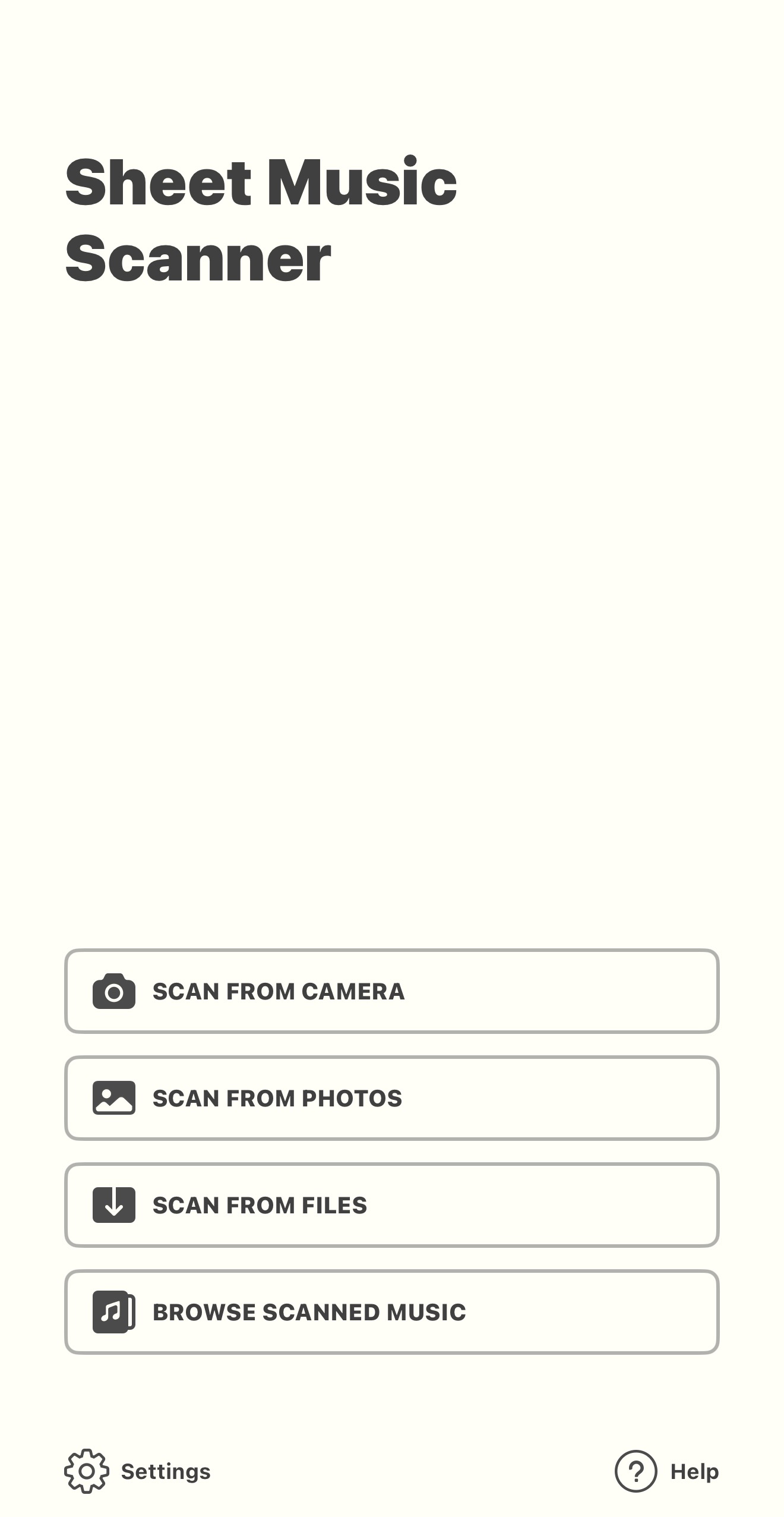 import a PDF or photo sheet music scanner