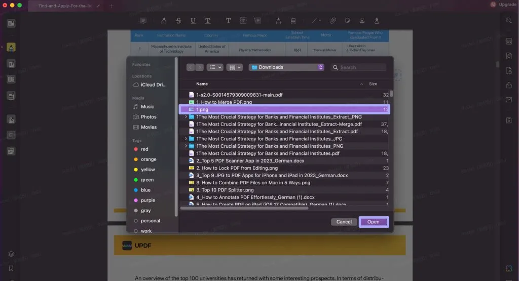 Upload image to insert to PDF with UPDF on Mac
