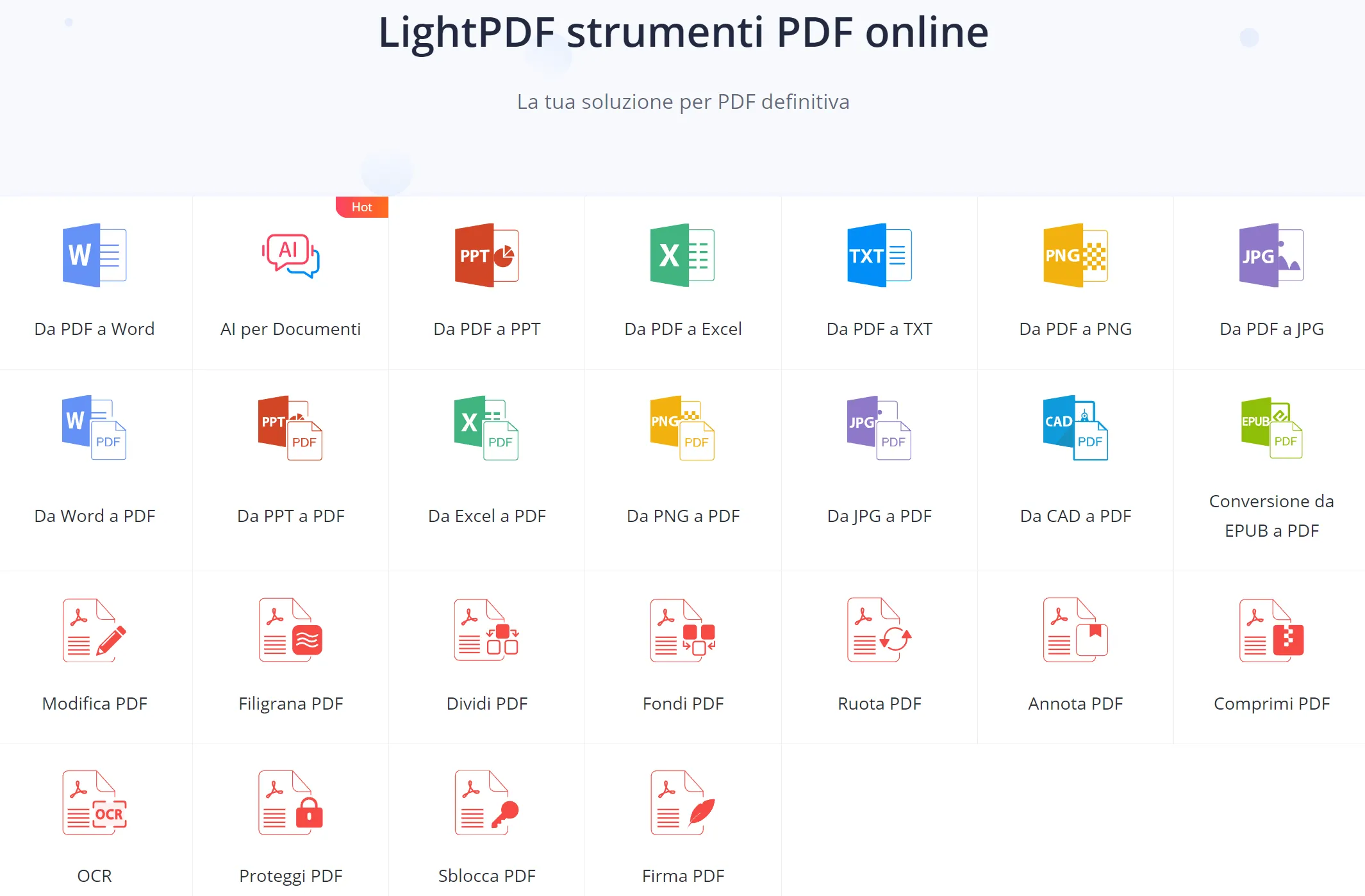 LightPDF strumenti PDF online