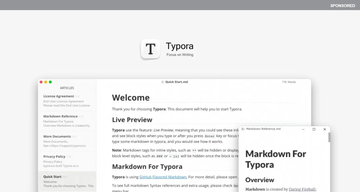 mac markdown editor Typora