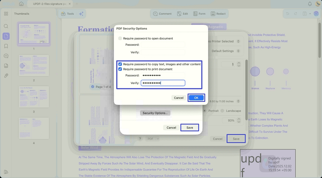 enter your password in both fields