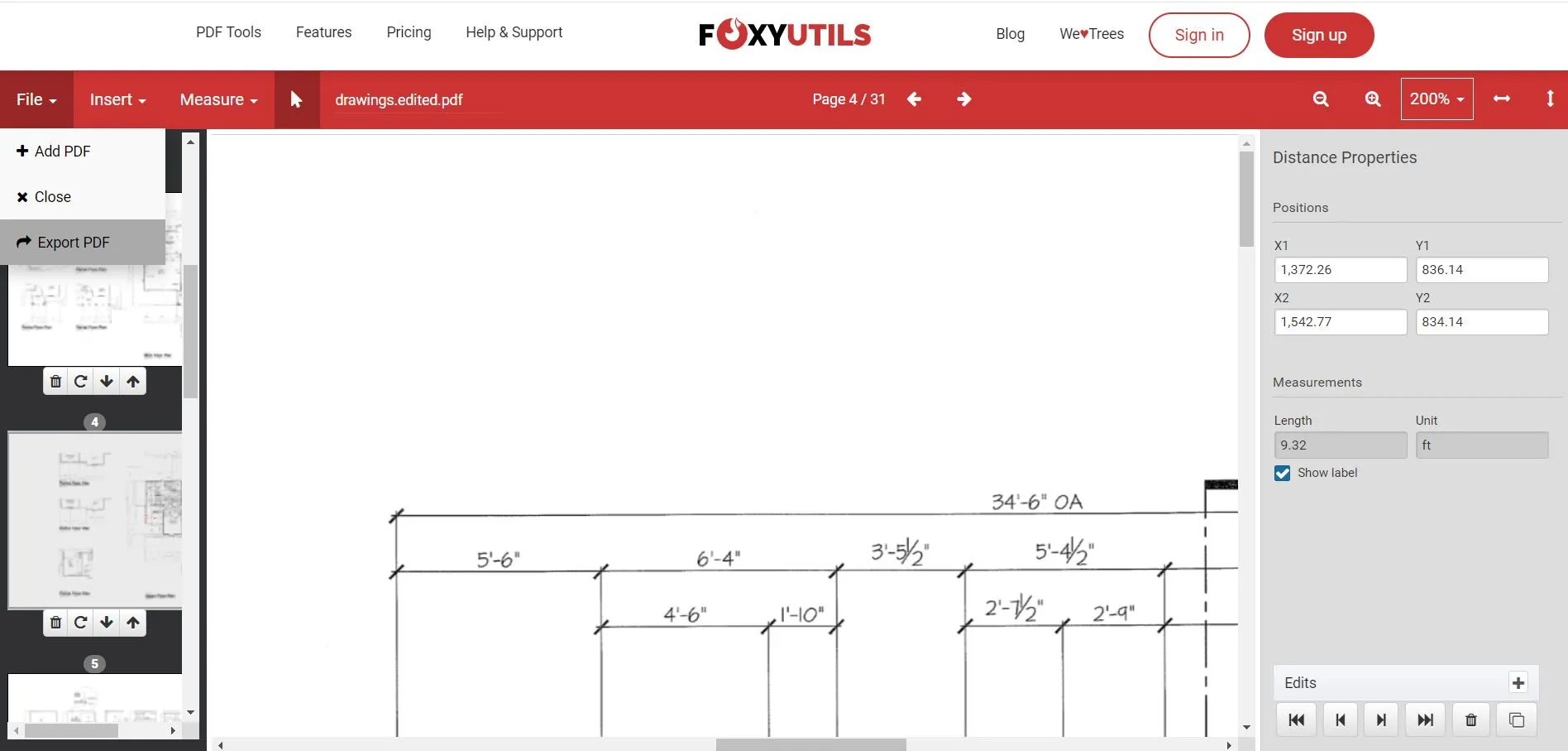 So messen Sie die Entfernung beim PDF-Foxyutils-Export