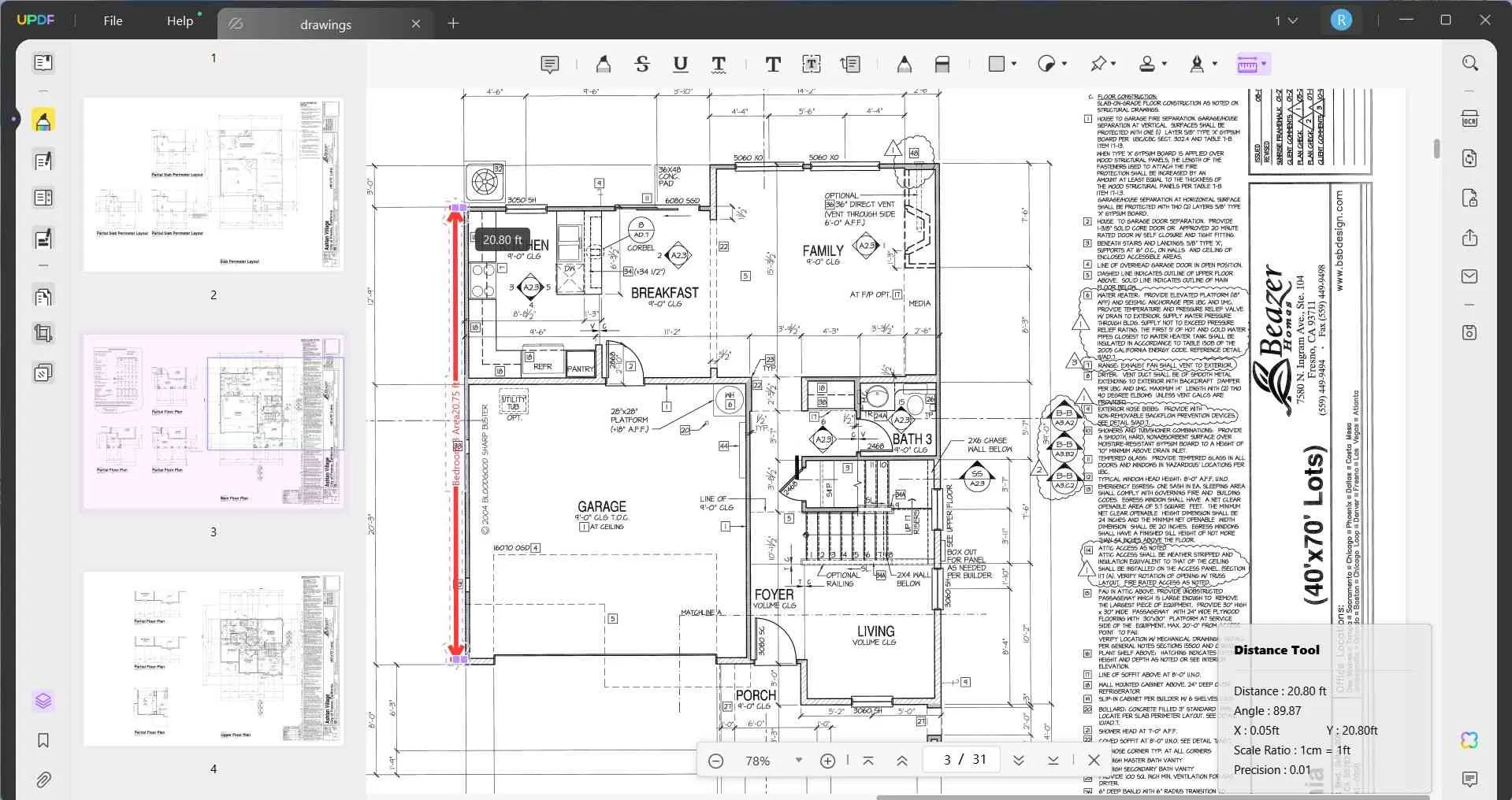 how to measure distance in pdf updf click starting point