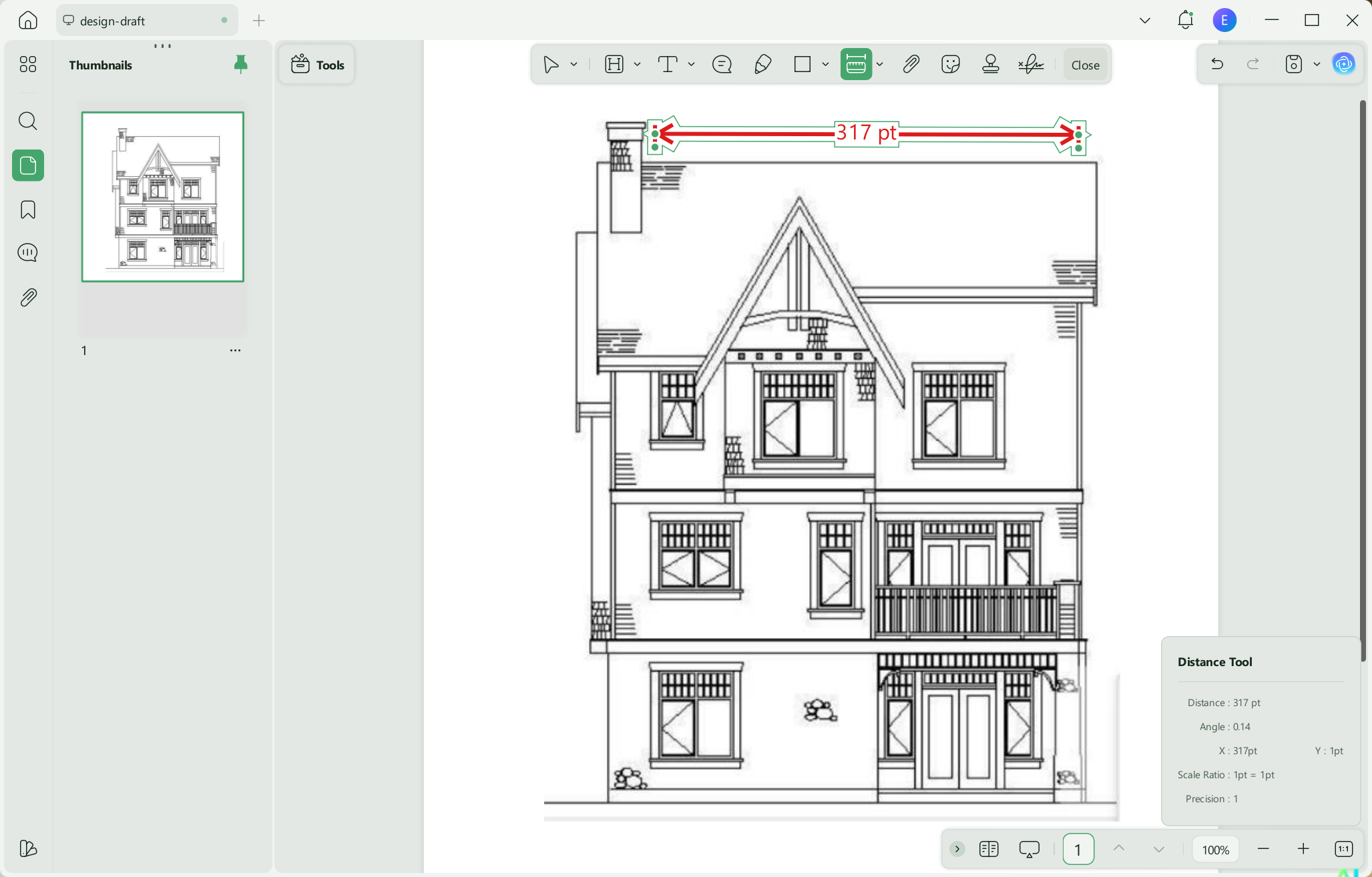 how to measure distance in pdf updf click starting point