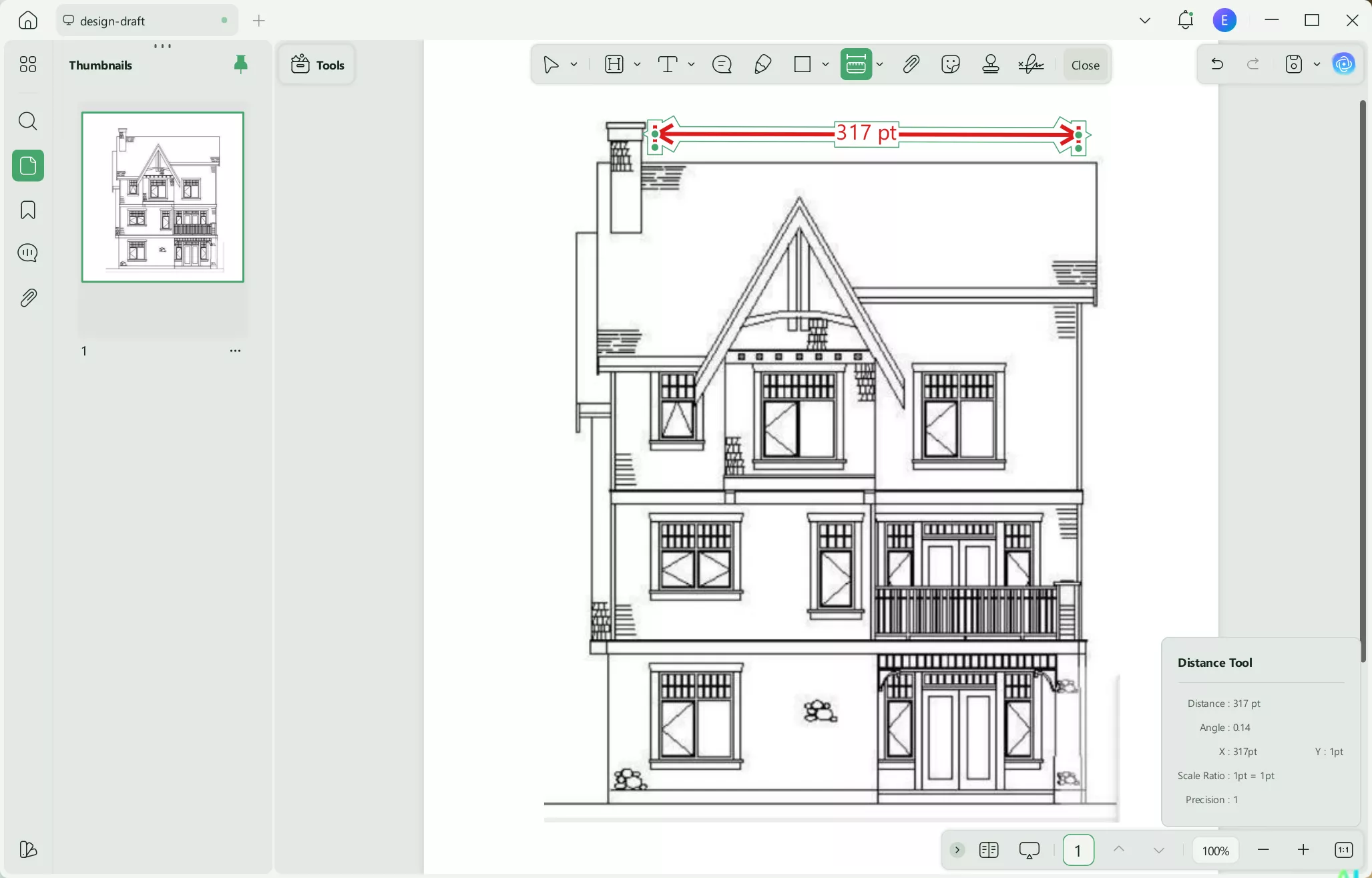 how to measure distance in pdf updf click starting point