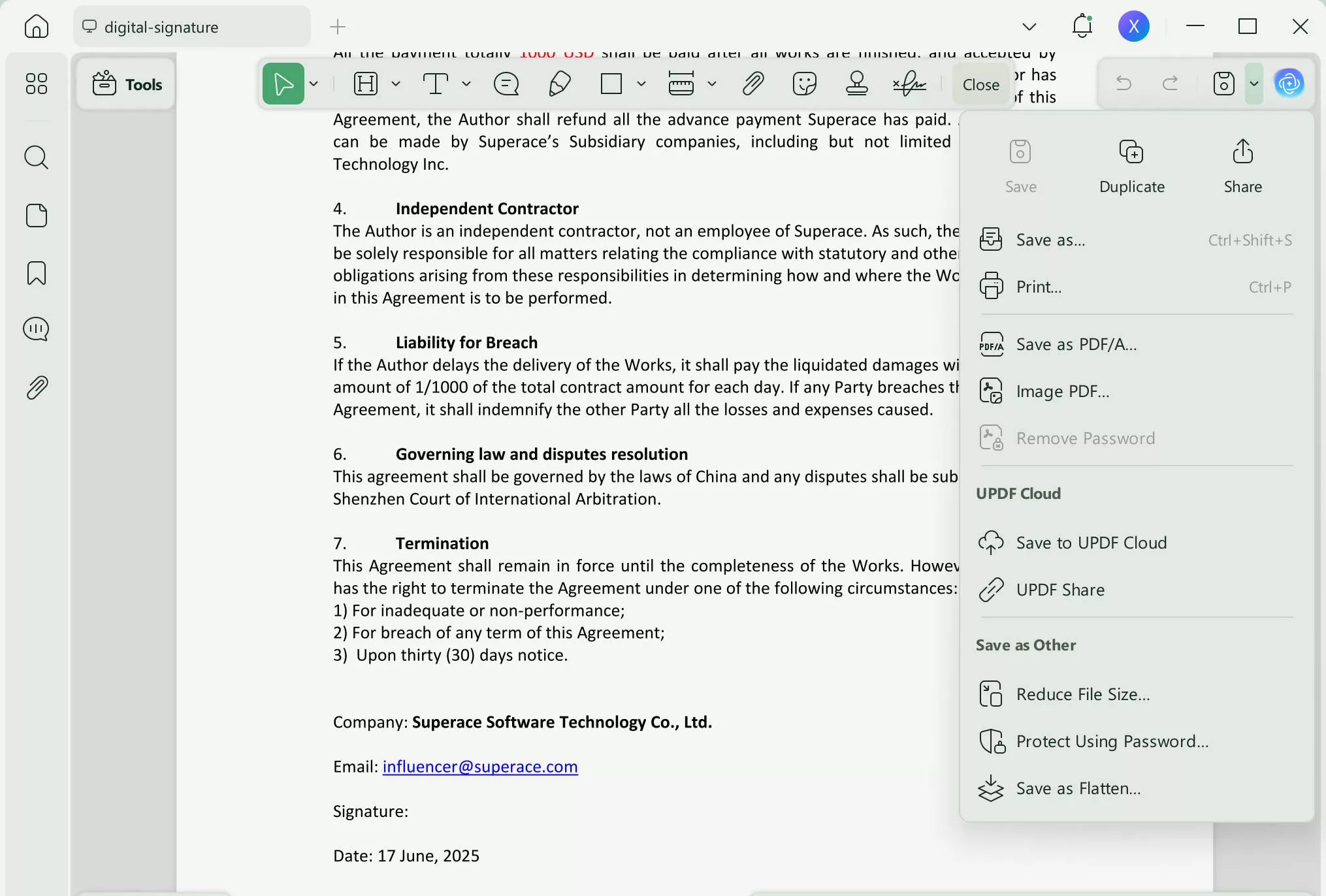 sign pdf in chrome save as other