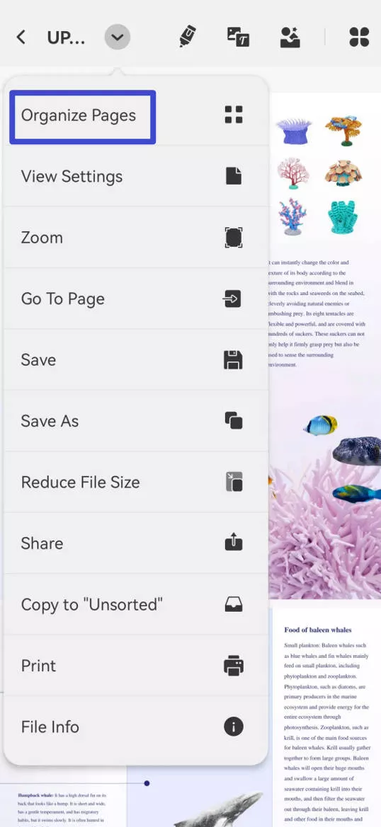 delete pages from pdf android updf