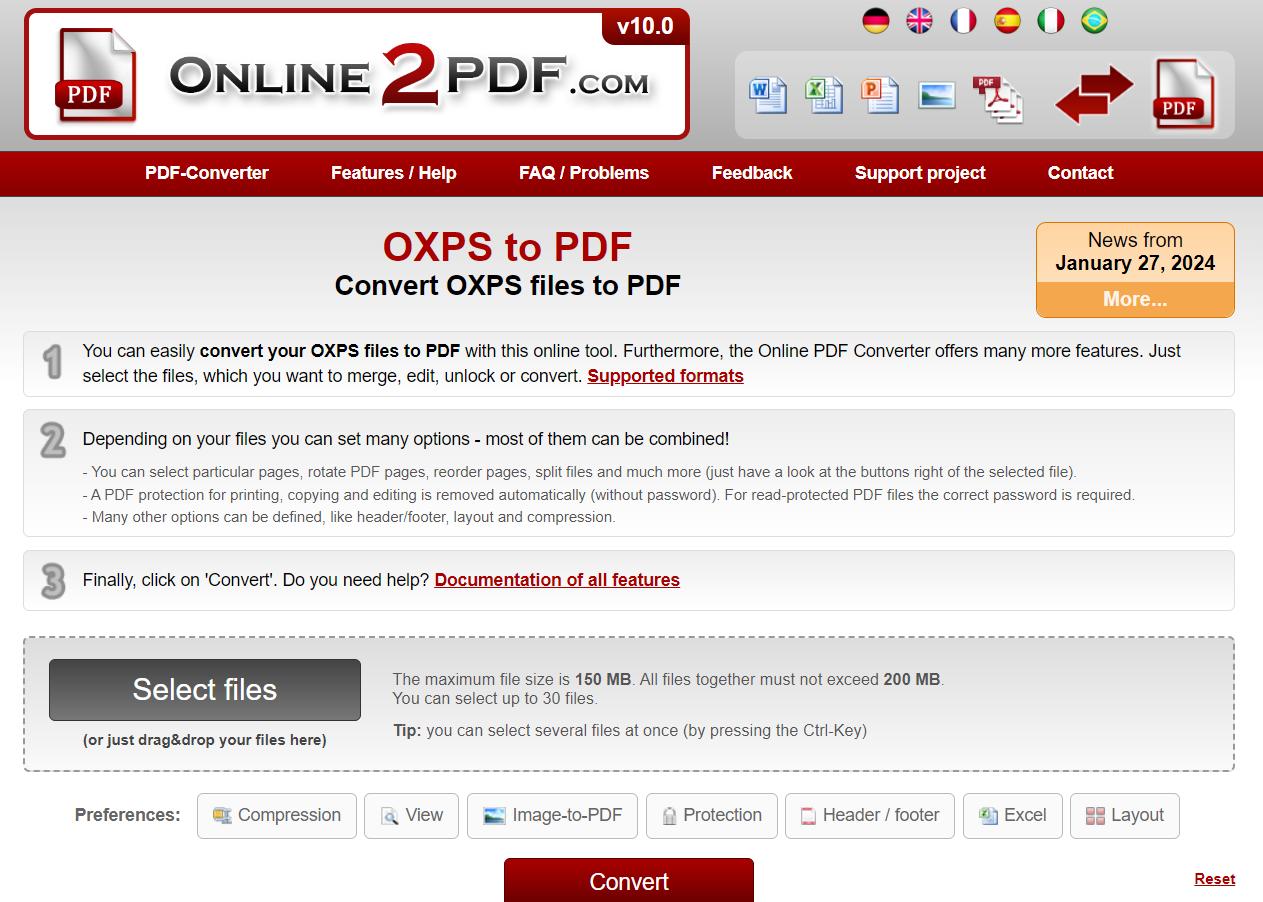 oxps to pdf online2pdf