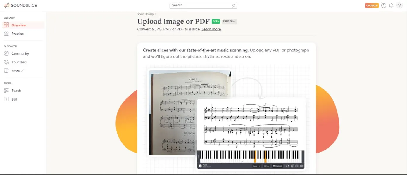 play sheet music from pdf soundslice