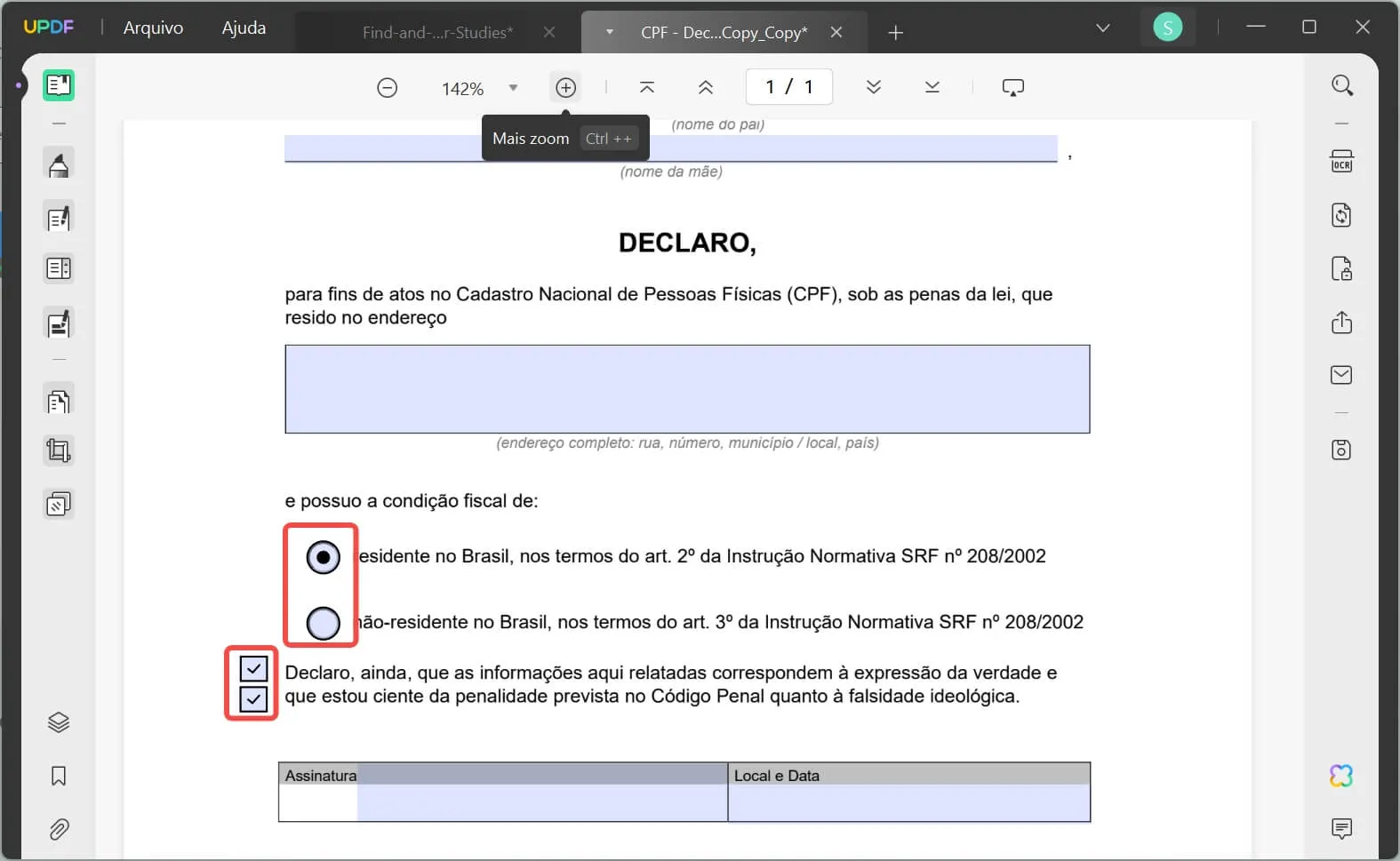 Aplicativo para Preencher Formulário em PDF