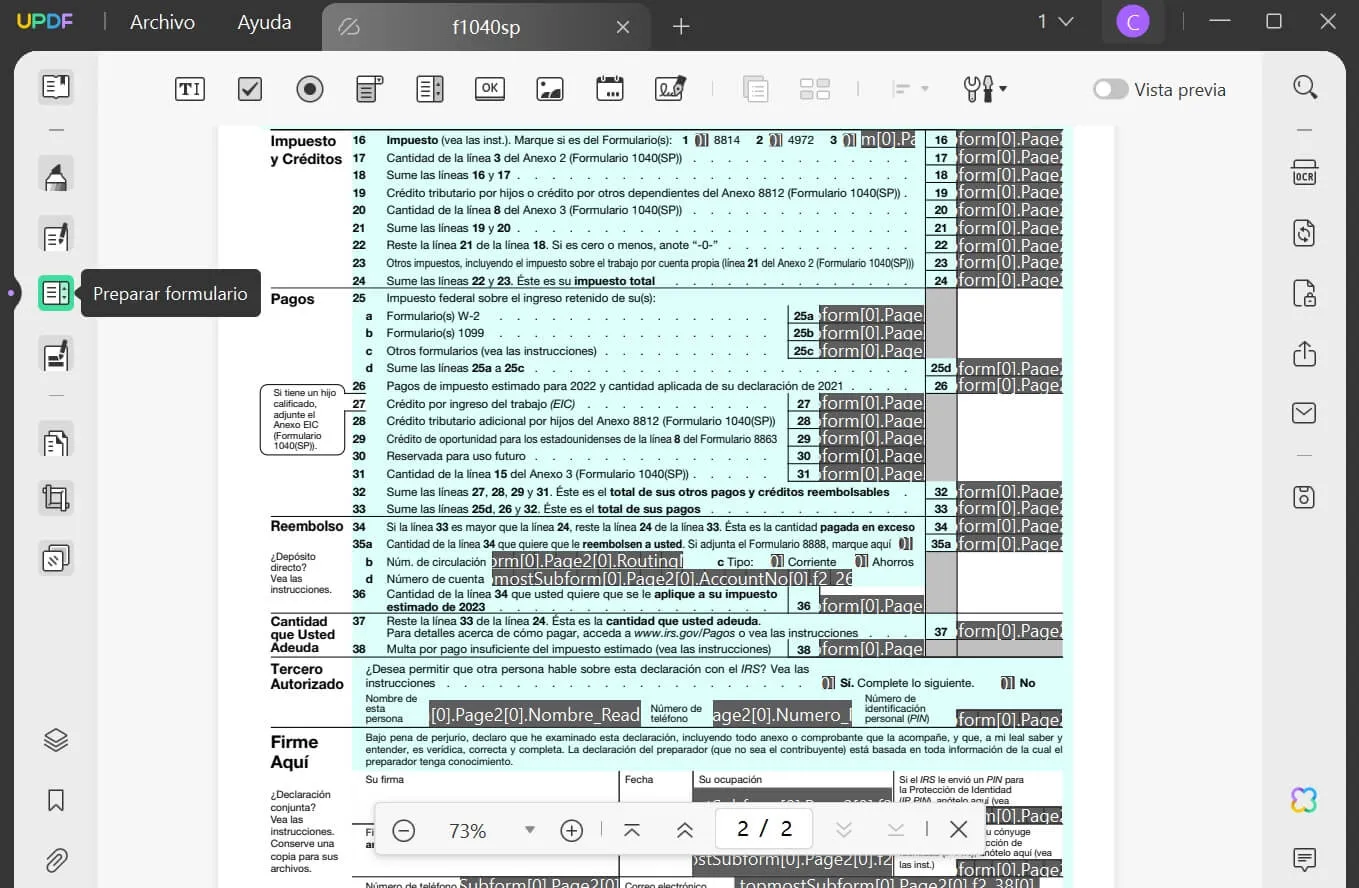 convertir pdf a formulario rellenable updf gratis