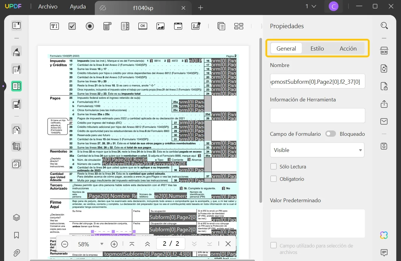 convertidor de pdf a formulario rellenable updf