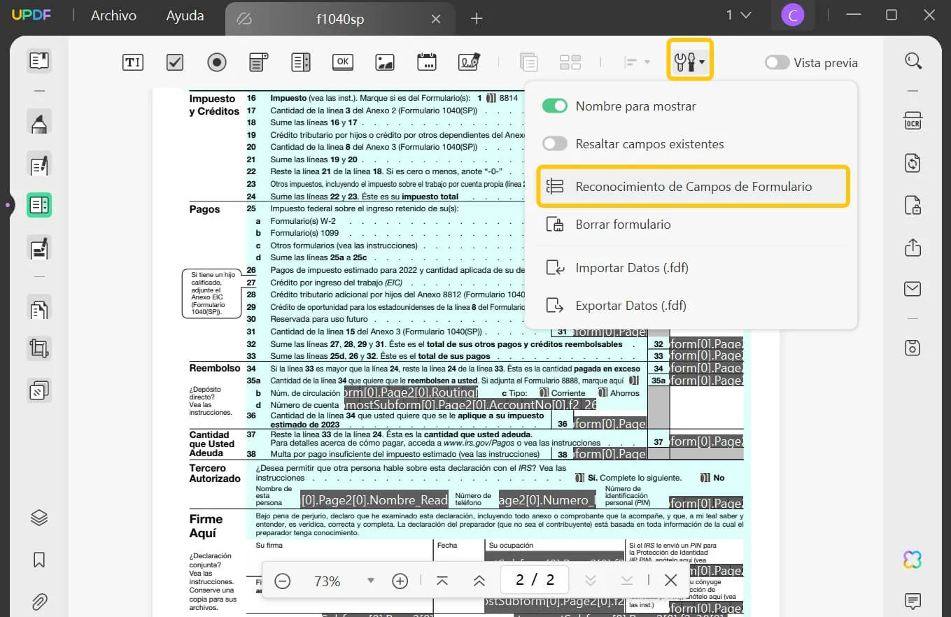 convertir pdf a formulario rellenable updf gratis