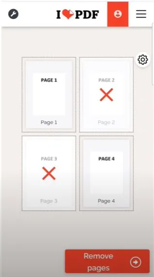 delete pages from pdf android ilovepdf