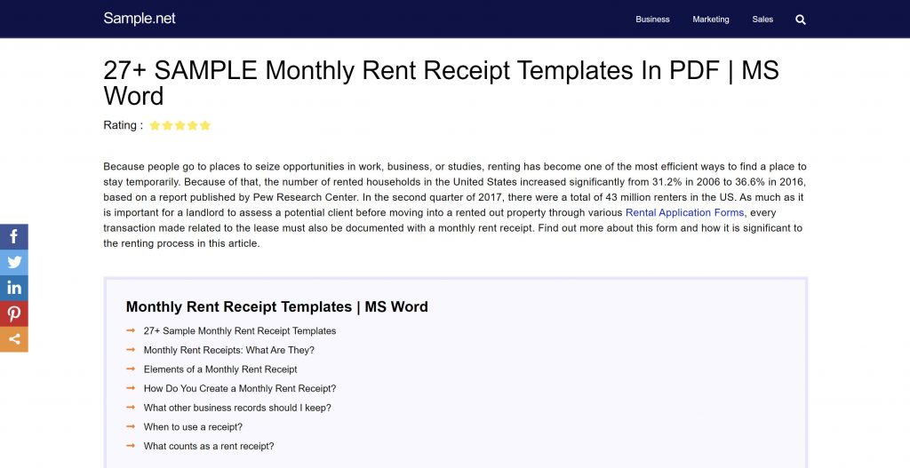 rent receipt format PDF free download samplenet