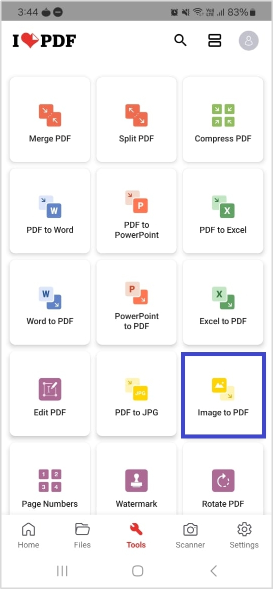 print screen to pdf Tap on Image to PDF.