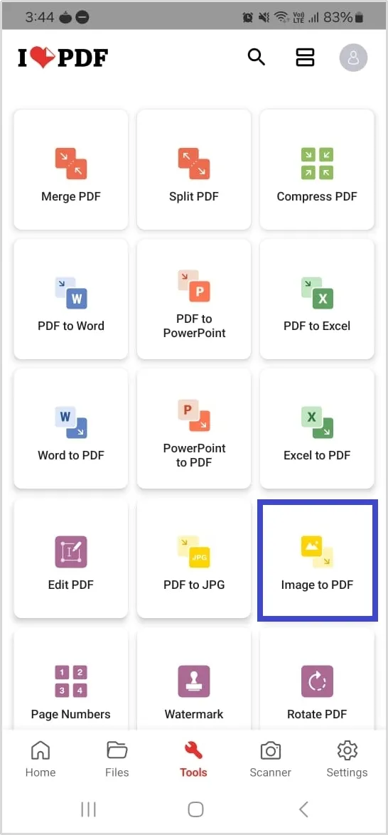 print screen to pdf Tap on Image to PDF.