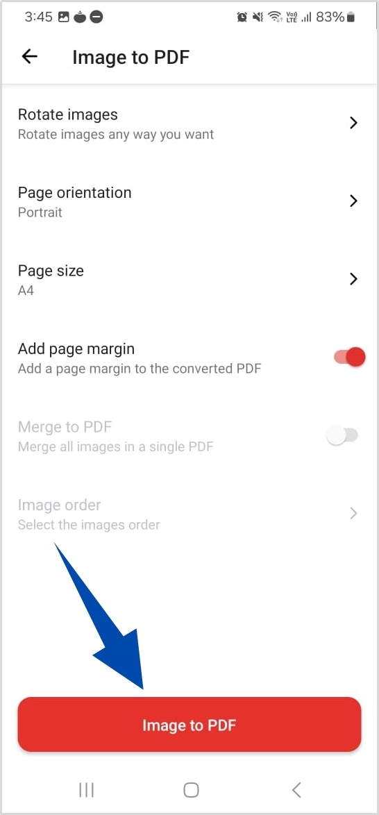 print screen to pdf Tap on the Image to PDF button.