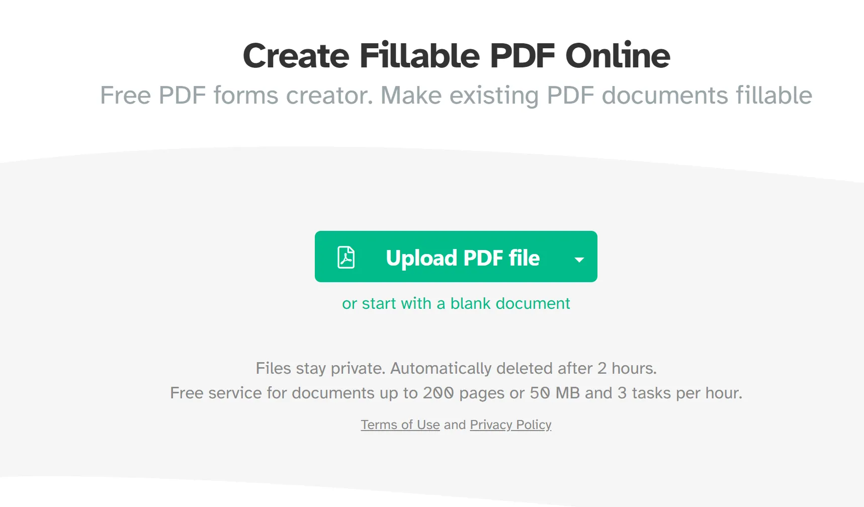 Create fillable PDF with Sejda